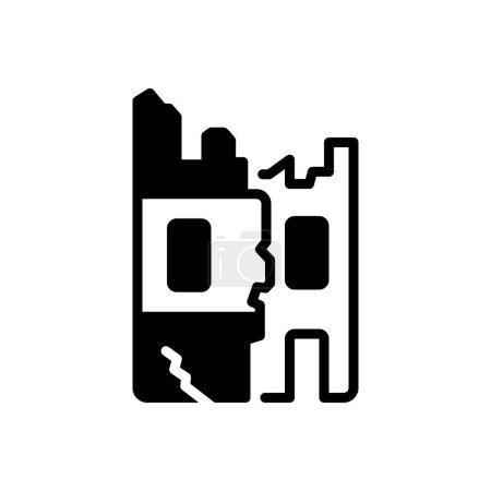 Black solid icon for destroyed 