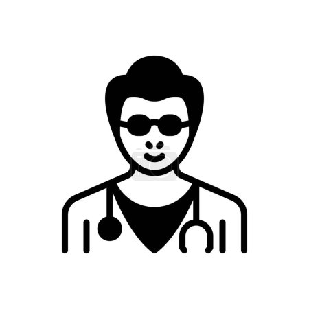 Illustration for Black solid icon for doctor - Royalty Free Image