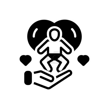 Black solid icon for caring 