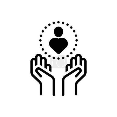 Black solid icon for caring 