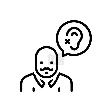 Icono de línea negra para pérdida auditiva 