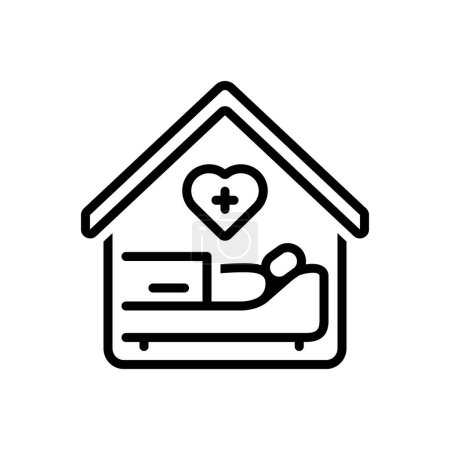 Black line icon for hospice 