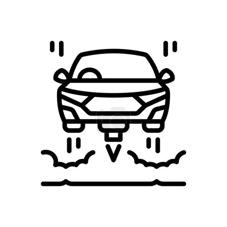 Black line icon for flying car 
