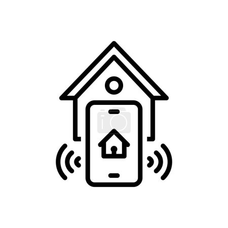 Black line icon for smart home 