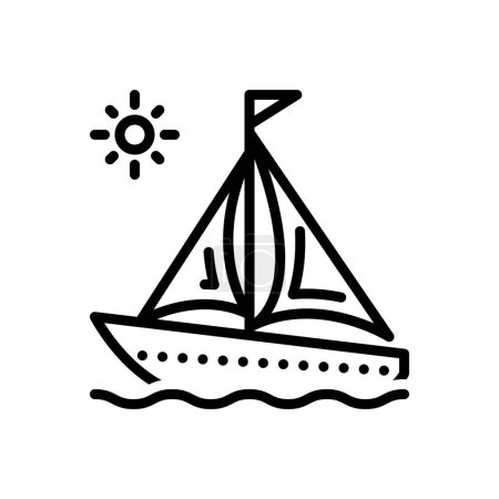 Black line icon for sailboat