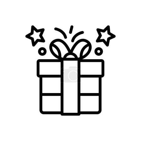 Black line icon for gift 