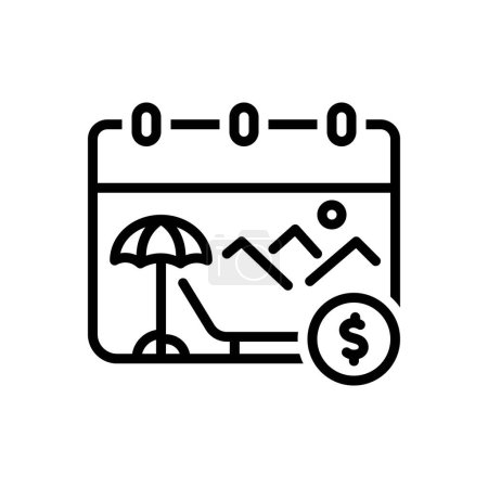 Black line icon for paid vacation 