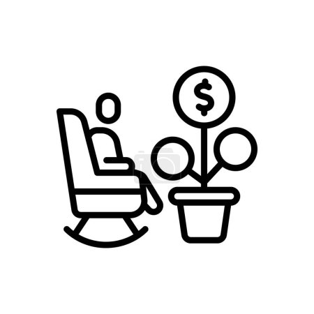 Illustration for Black line icon for pension - Royalty Free Image