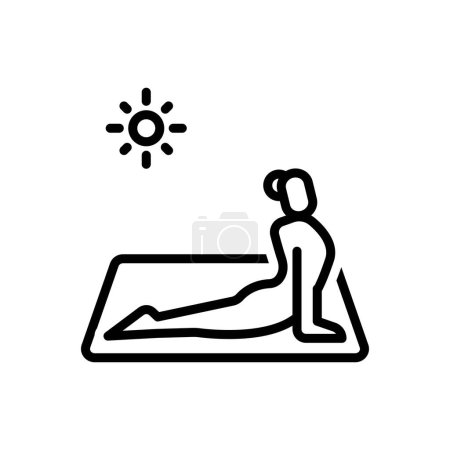 Black line icon for yoga 