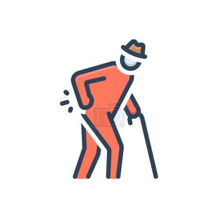 Color illustration icon for back pain