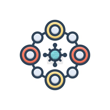 Color illustration icon for blockchain 