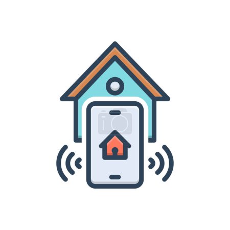 Color illustration icon for smart home  