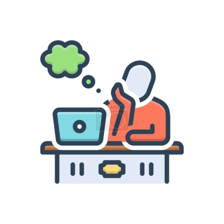 Color illustration icon for thinking 