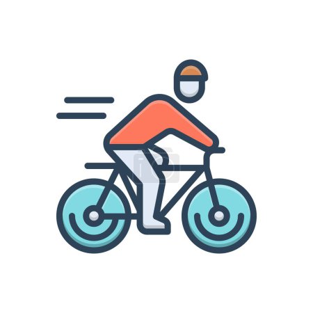 Color illustration icon for cycling 