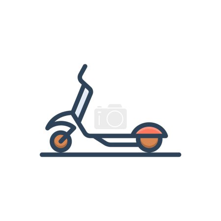 Color illustration icon for kick scooter