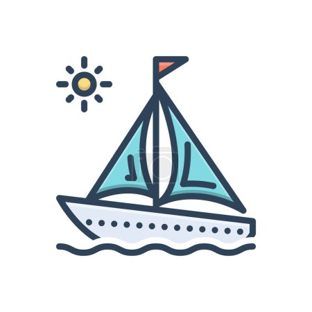 Icône illustration couleur pour voilier