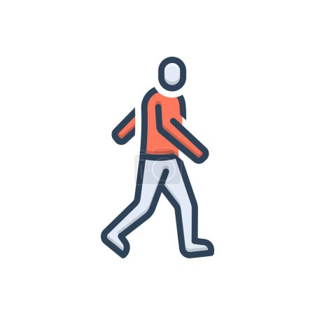 Icono de ilustración a color para caminar 
