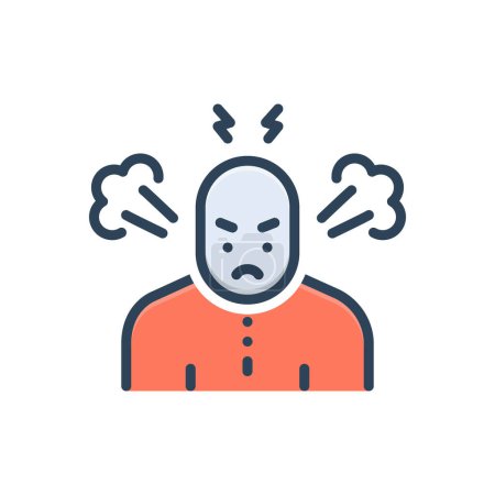Color illustration icon for anger 