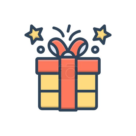Color illustration icon for gift 