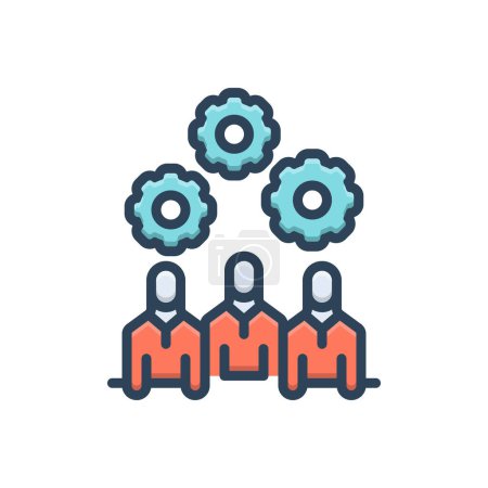 Icône d'illustration couleur pour les activités de collage d'équipe