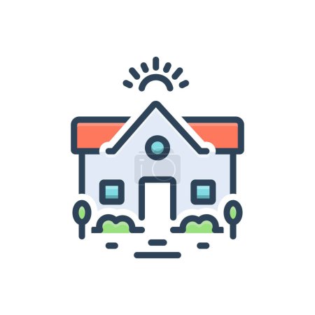 Color illustration icon for home 