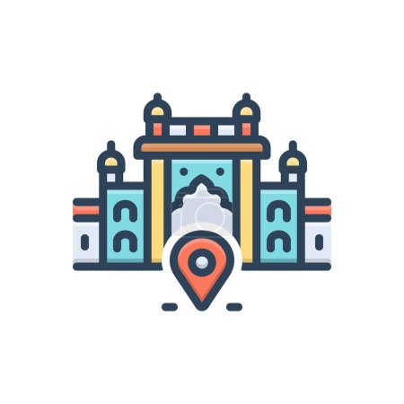 Color illustration icon for place 