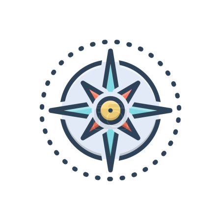 Color illustration icon for compass 