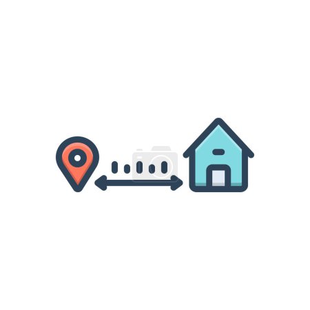 Color illustration icon for distance 