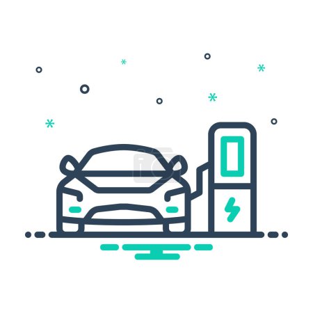 Mix icon for electric car