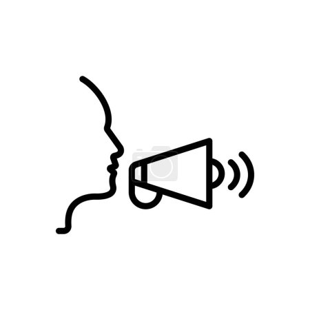 Black line icon for speaking 