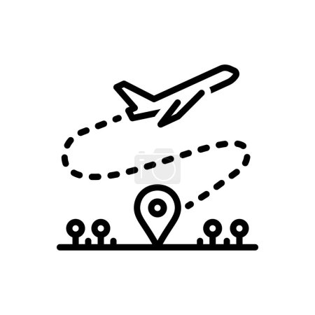 Black line icon for flight 