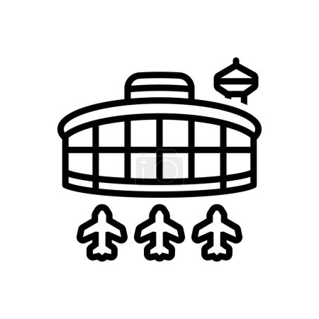 Black line icon for airport hub 