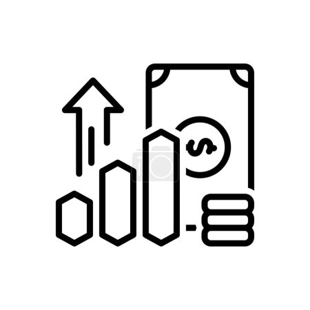 Black line icon for increase revenue