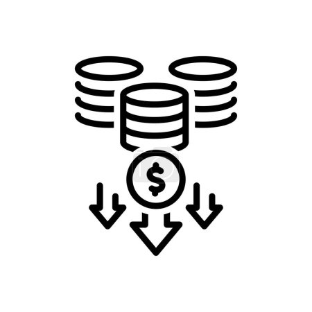 Black line icon for reduce expenses