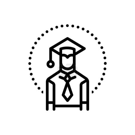 Black line icon for student 