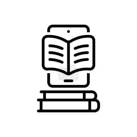 Icono de línea negra para libro electrónico