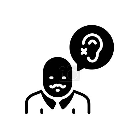 Black solid icon for hearing loss
