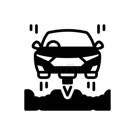 Black solid icon for flying car