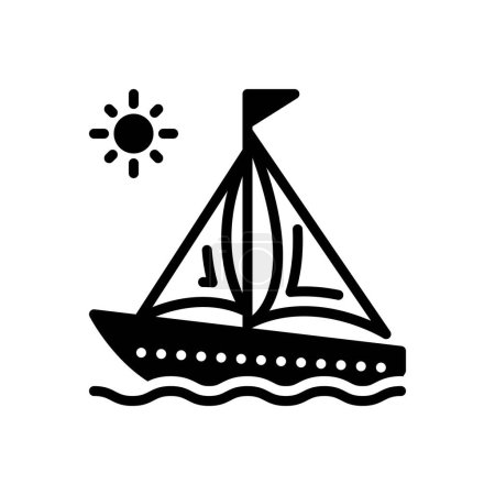 Black solid icon for sailboat