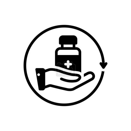 Illustration for Black solid icon for medication - Royalty Free Image