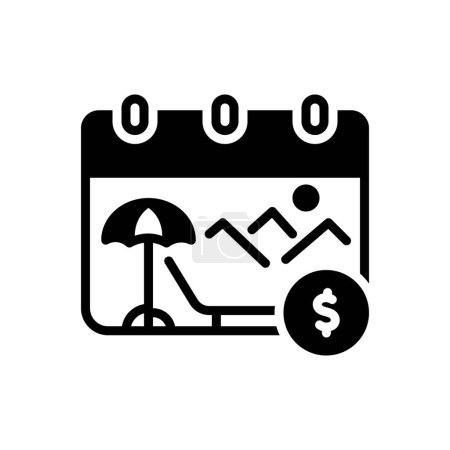Black solid icon for paid vacation