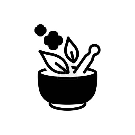 Illustration for Black solid icon for herbal medicine - Royalty Free Image