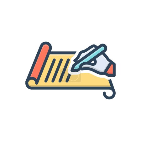 Color illustration icon for writing 