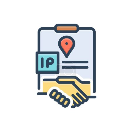 Color illustration icon for ip agreement 