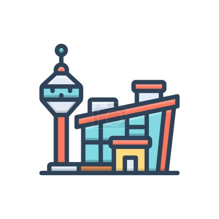 Color illustration icon for airport