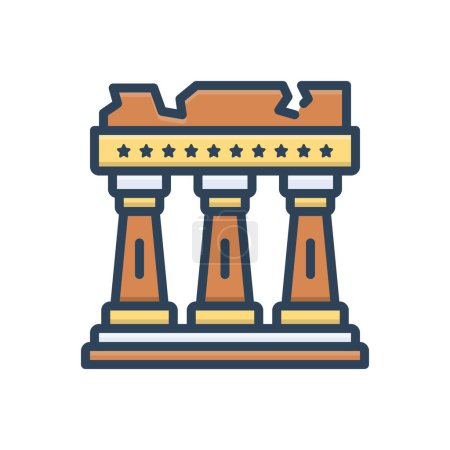 Color illustration icon for athens 