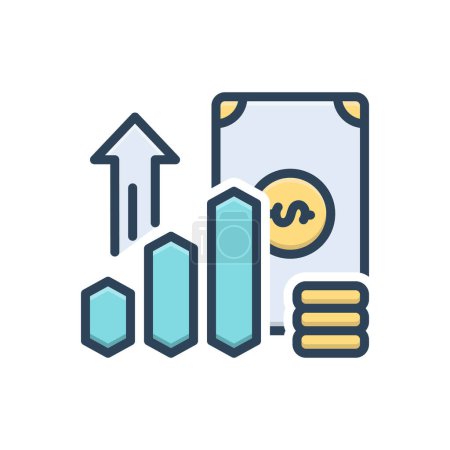 Color illustration icon for increase revenue