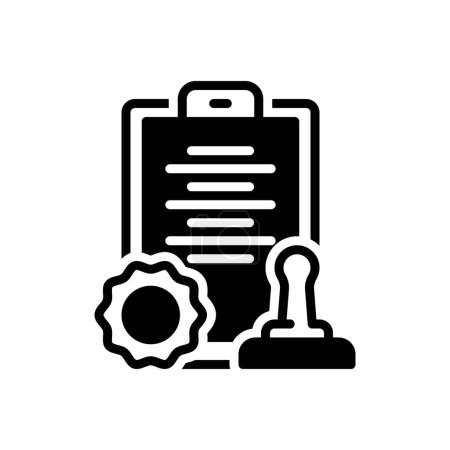 Illustration for Black solid icon for approved - Royalty Free Image