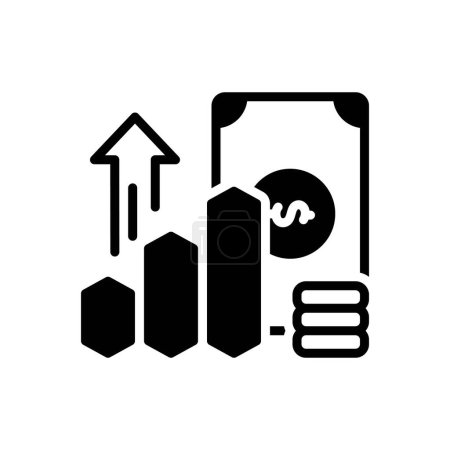 Black solid icon for increase revenue