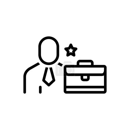 Black line icon for employee 